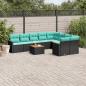 Preview: ARDEBO.de - 10-teiliges Gartensofa-Set mit Kissen, schwarzes Polyrattan
