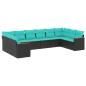 Preview: 10-teiliges Gartensofa-Set mit Kissen, schwarzes Polyrattan