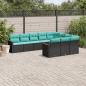 Preview: ARDEBO.de - 10-teiliges Gartensofa-Set mit Kissen, schwarzes Polyrattan