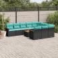 Preview: ARDEBO.de - 11-teiliges Gartensofa-Set mit Kissen, schwarzes Polyrattan