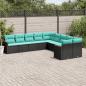 Preview: ARDEBO.de - 10-teiliges Gartensofa-Set mit Kissen, schwarzes Polyrattan