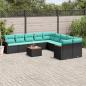 Preview: ARDEBO.de - 11-teiliges Gartensofa-Set mit Kissen, schwarzes Polyrattan