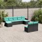 Preview: ARDEBO.de - 9-teiliges Gartensofa-Set mit Kissen, schwarzes Polyrattan
