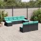 Preview: ARDEBO.de - 10-teiliges Gartensofa-Set mit Kissen, schwarzes Polyrattan