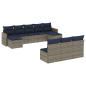 Preview: 10-teiliges Gartensofa-Set mit Kissen, grau, Polyrattan