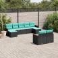 Preview: ARDEBO.de - 9-teiliges Gartensofa-Set mit Kissen, schwarzes Polyrattan