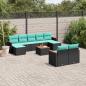 Preview: ARDEBO.de - 10-teiliges Gartensofa-Set mit Kissen, schwarzes Polyrattan