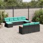 Preview: ARDEBO.de - 10-teiliges Gartensofa-Set mit Kissen, schwarzes Polyrattan