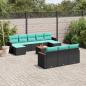 Preview: ARDEBO.de - 11-teiliges Gartensofa-Set mit Kissen, schwarzes Polyrattan