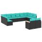 Preview: 12-teiliges Gartensofa-Set mit Kissen, schwarzes Polyrattan