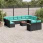 Preview: ARDEBO.de - 13-teiliges Gartensofa-Set mit Kissen, schwarzes Polyrattan