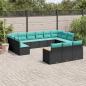 Preview: ARDEBO.de - 13-teiliges Gartensofa-Set mit Kissen, schwarzes Polyrattan