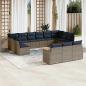 Preview: ARDEBO.de - 13-teiliges Gartensofa-Set mit Kissen, grau, Polyrattan