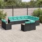 Preview: ARDEBO.de - 12-teiliges Gartensofa-Set mit Kissen, schwarzes Polyrattan