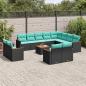 Preview: ARDEBO.de - 13-teiliges Gartensofa-Set mit Kissen, schwarzes Polyrattan