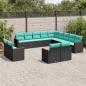 Preview: ARDEBO.de - 13-teiliges Gartensofa-Set mit Kissen, schwarzes Polyrattan