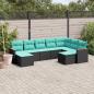 Preview: ARDEBO.de - 9-teiliges Gartensofa-Set mit Kissen, schwarzes Polyrattan
