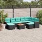 Preview: ARDEBO.de - 10-teiliges Gartensofa-Set mit Kissen, schwarzes Polyrattan