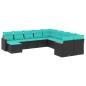 Preview: ARDEBO.de - 11-teiliges Gartensofa-Set mit Kissen, schwarzes Polyrattan
