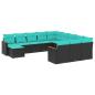 Preview: ARDEBO.de - 12-teiliges Gartensofa-Set mit Kissen, schwarzes Polyrattan