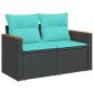 Preview: 13-teiliges Gartensofa-Set mit Kissen, schwarzes Polyrattan