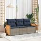 Preview: ARDEBO.de - 3-teiliges Gartensofa-Set mit Kissen, grau, Polyrattan