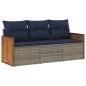 Preview: 3-teiliges Gartensofa-Set mit Kissen, grau, Polyrattan