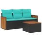 Preview: 4-teiliges Gartensofa-Set mit Kissen, schwarzes Polyrattan