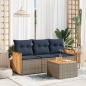 Preview: ARDEBO.de - 4-teiliges Gartensofa-Set mit Kissen, grau, Polyrattan
