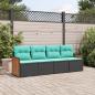 Preview: ARDEBO.de - 4-teiliges Gartensofa-Set mit Kissen, schwarzes Polyrattan