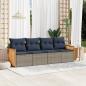 Preview: ARDEBO.de - 4-teiliges Gartensofa-Set mit Kissen, grau, Polyrattan