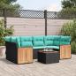 Preview: ARDEBO.de - 7-teiliges Gartensofa-Set mit Kissen, schwarzes Polyrattan