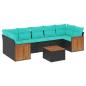 Preview: 8-teiliges Gartensofa-Set mit Kissen, schwarzes Polyrattan