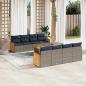 Preview: ARDEBO.de - 9-teiliges Gartensofa-Set mit Kissen, grau, Polyrattan