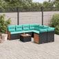 Preview: ARDEBO.de - 9-teiliges Gartensofa-Set mit Kissen, schwarzes Polyrattan