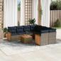 Preview: ARDEBO.de - 9-teiliges Gartensofa-Set mit Kissen, grau, Polyrattan