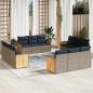 Preview: ARDEBO.de - 12-teiliges Gartensofa-Set mit Kissen, grau, Polyrattan