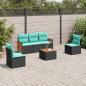 Preview: ARDEBO.de - 6-teiliges Gartensofa-Set mit Kissen, schwarzes Polyrattan