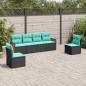 Preview: ARDEBO.de - 6-teiliges Gartensofa-Set mit Kissen, schwarzes Polyrattan