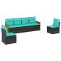Preview: 6-teiliges Gartensofa-Set mit Kissen, schwarzes Polyrattan