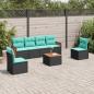 Preview: ARDEBO.de - 7-teiliges Gartensofa-Set mit Kissen, schwarzes Polyrattan