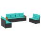 Preview: 8-teiliges Gartensofa-Set mit Kissen, schwarzes Polyrattan