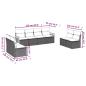 Preview: 8-teiliges Gartensofa-Set mit Kissen, schwarzes Polyrattan