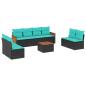 Preview: 9-teiliges Gartensofa-Set mit Kissen, schwarzes Polyrattan