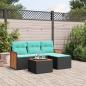 Preview: ARDEBO.de - 5-teiliges Gartensofa-Set mit Kissen, schwarzes Polyrattan