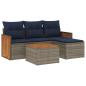 Preview: ARDEBO.de - 5-teiliges Gartensofa-Set mit Kissen, grau, Polyrattan