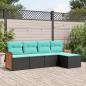 Preview: ARDEBO.de - 5-teiliges Gartensofa-Set mit Kissen, schwarzes Polyrattan