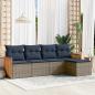 Preview: ARDEBO.de - 5-teiliges Gartensofa-Set mit Kissen, grau, Polyrattan