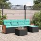 Preview: ARDEBO.de - 6-teiliges Gartensofa-Set mit Kissen, schwarzes Polyrattan