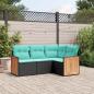 Preview: ARDEBO.de - 4-teiliges Gartensofa-Set mit Kissen, schwarzes Polyrattan